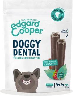 Merkloos Edgard & Cooper Doggy Dental Sticks Aardbei - Frisse Muntolie Small
