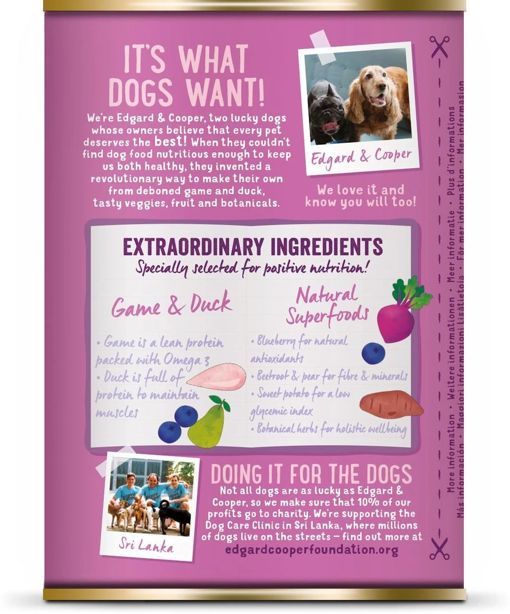 Edgard & Cooper Wild & Eend Blik - Voor Volwassen Honden - Hondenvoer - 12 X 400g 7 Edgard & Cooper Wild & Eend Blik - Voor Volwassen Honden - Hondenvoer - 12 X 400g - Afbeelding 5